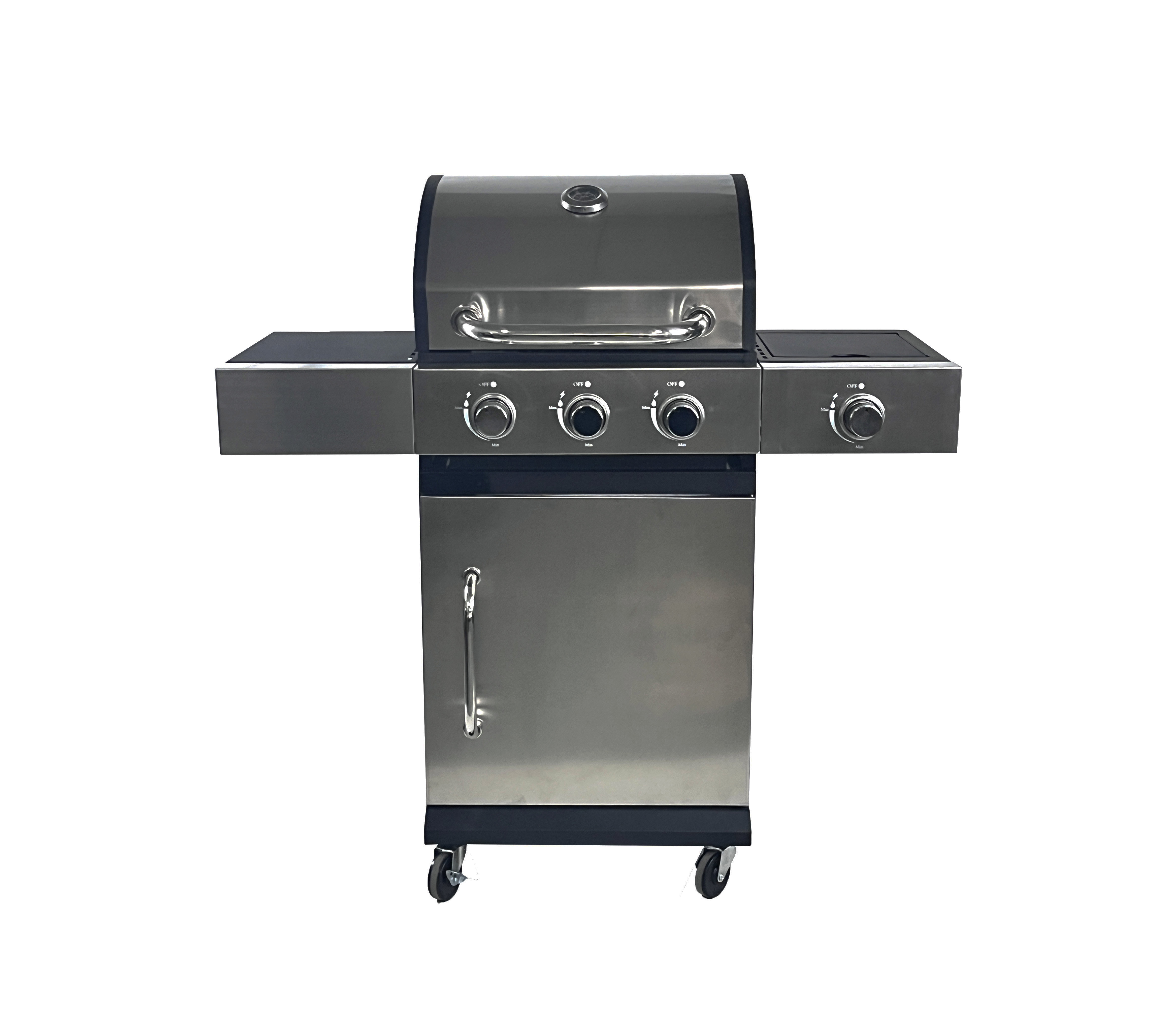 3 1 Burners Stainless Steel Gas Grill for Outdoor Cooking on 110x44x112 cm Trolley