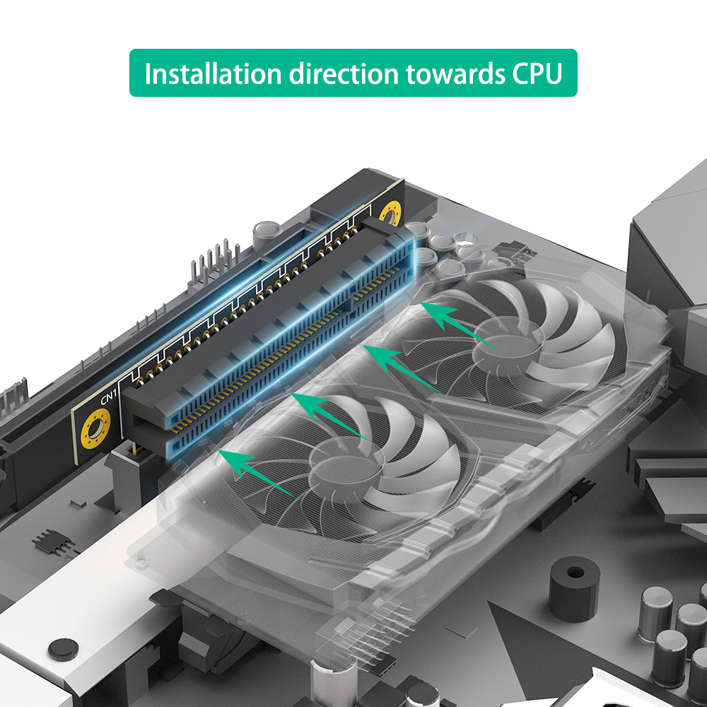 Reverse 90 Degree PCI-E 3.0 8X Slot To PCIe X8 Adapter Riser Card For 1U Server Case