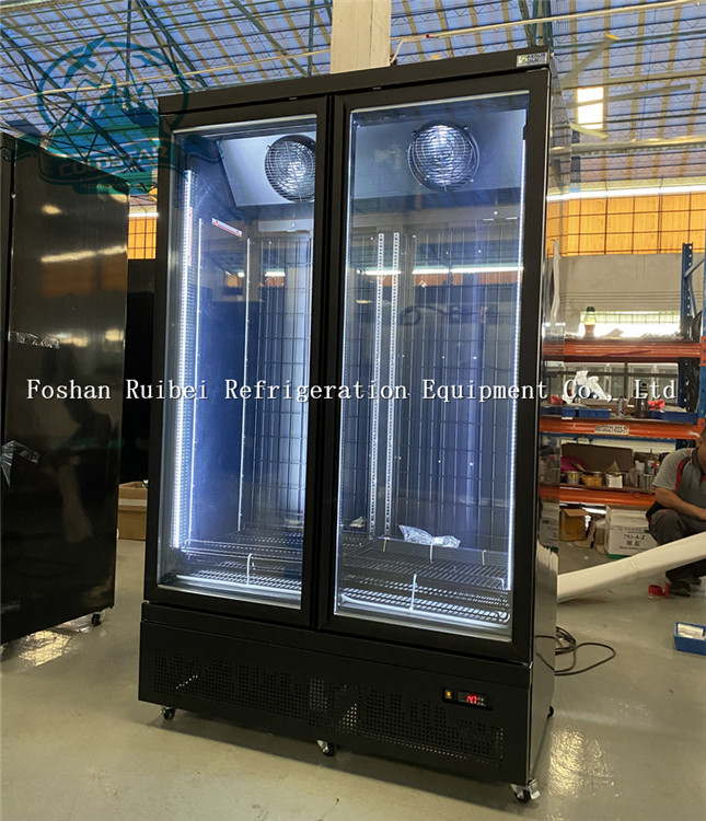 Double Glass Door Refrigerator Freezer Energy Drinks Display Cooler