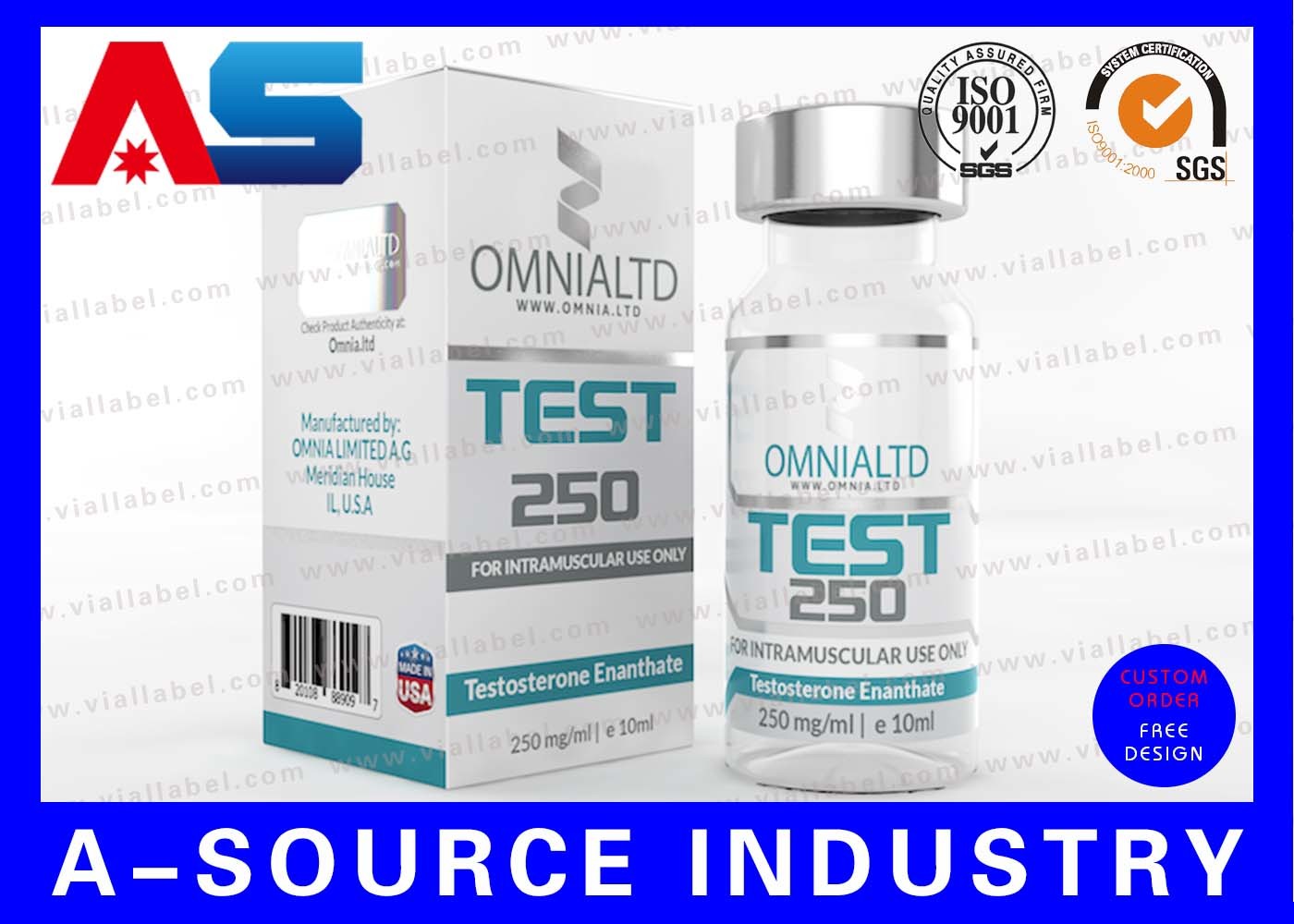10ml Vial Labels And Boxes Printing With Vials And Caps, Silver Foil Embossed Label