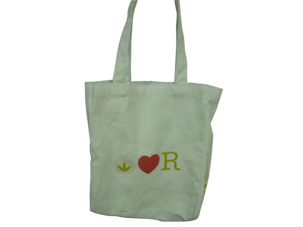 OEM Red Heart Bleached Plain Cotton Bags, Reusable Shopping / Carry / Carrier