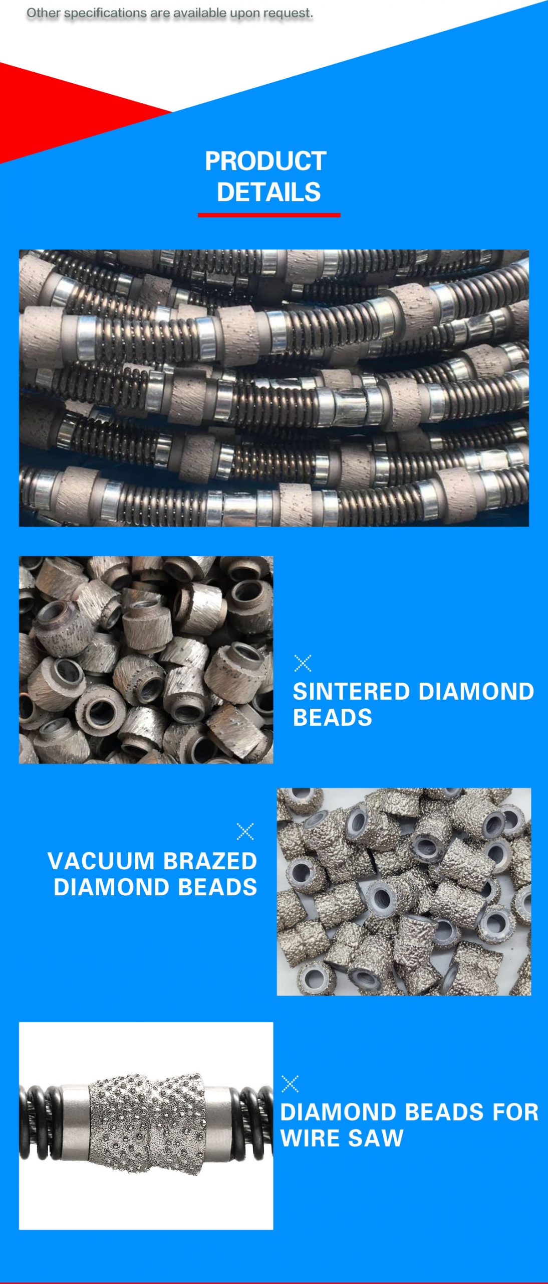 11.5mm Sintered Diamond Bead for Mining Wire Saw Accessories in Granite Quarry