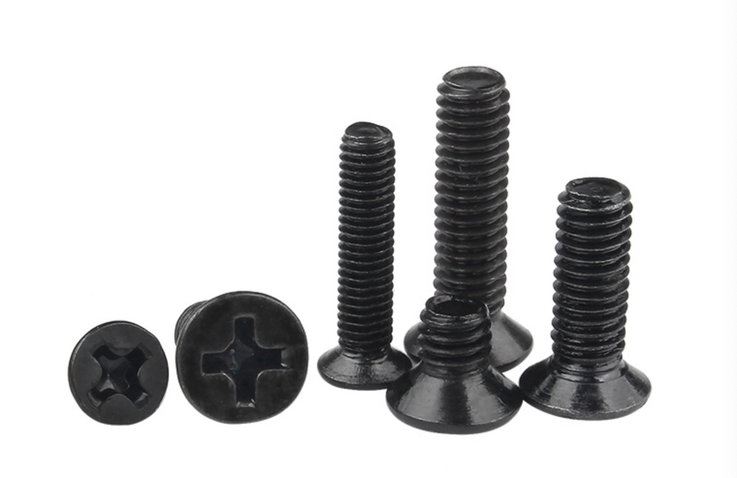 M3 Black Flat Head Machine Screws Zinc Plated High Corrosion Resistance