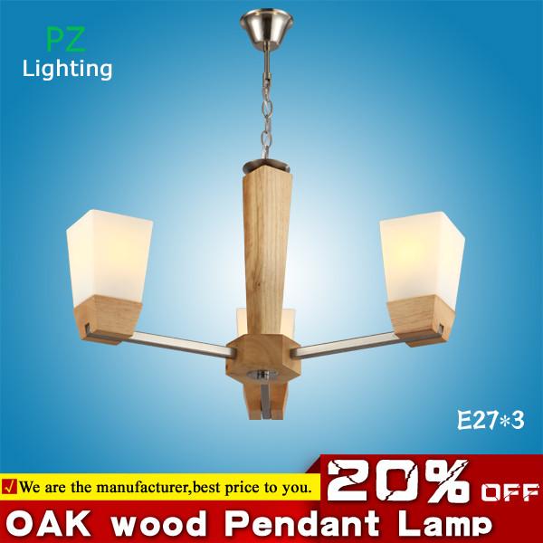 OAK Wooden pendant lamp glass lamp shade E27 light socket 100-240V AC available
