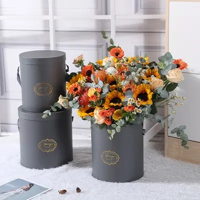 Round Floral Cylinder Boxes Custom Order Accepted for 20*15CM Flower Arrangements