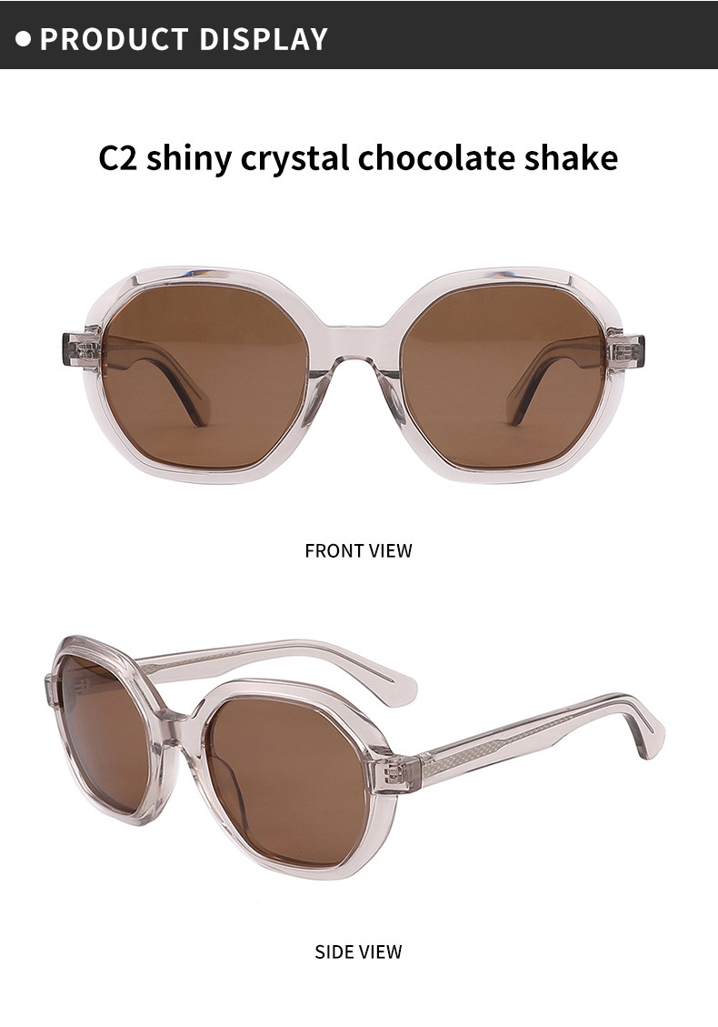Women'S Round Acetate Sunglasses Polarized Customize Logo Anti Glare