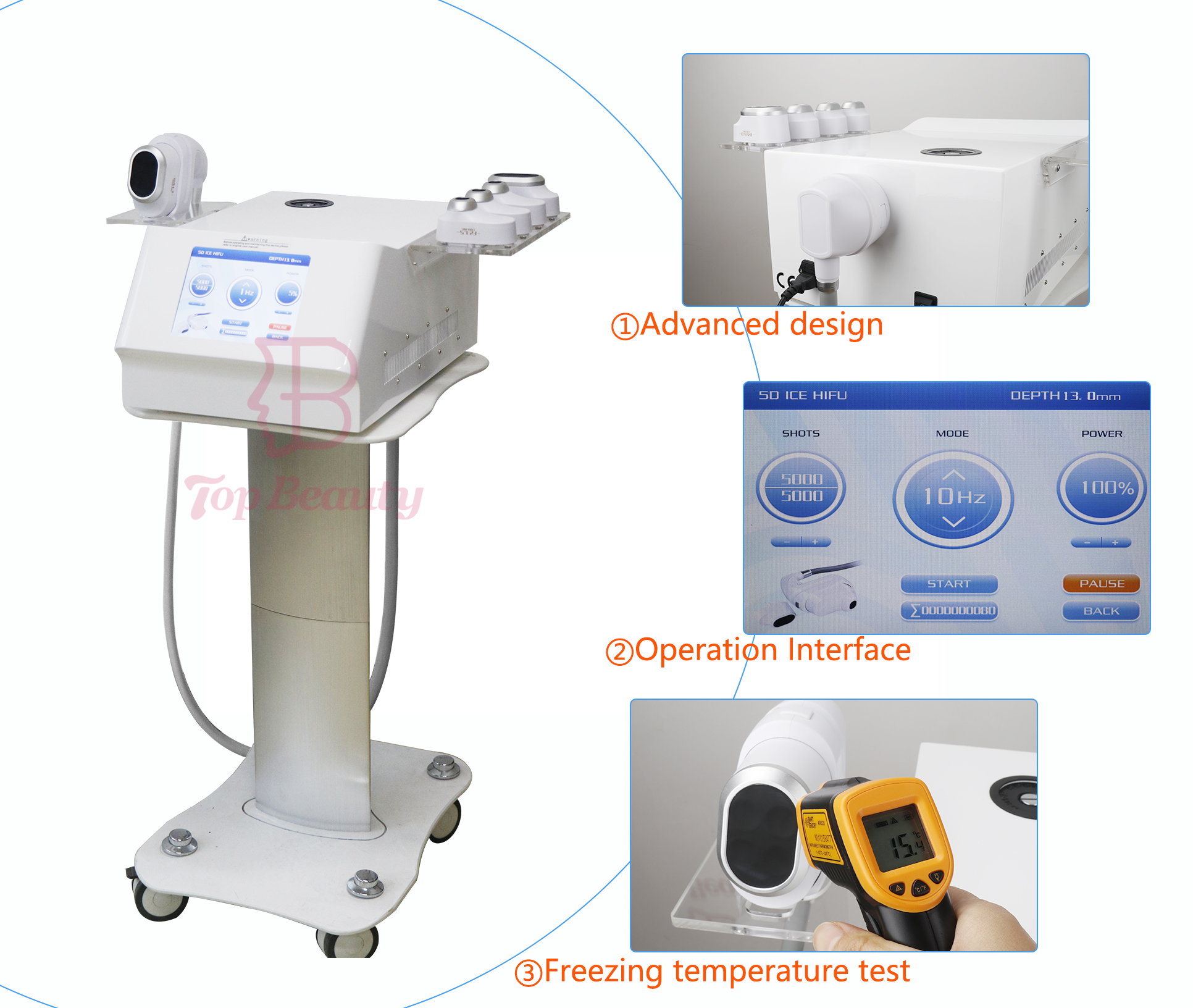 New technology hifu machine three cartridges portable 5D ice HIFU hifu ultrasound