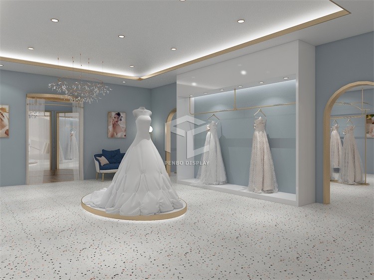 CNC Bridal Store Display Stands For Garments Shop Decoration