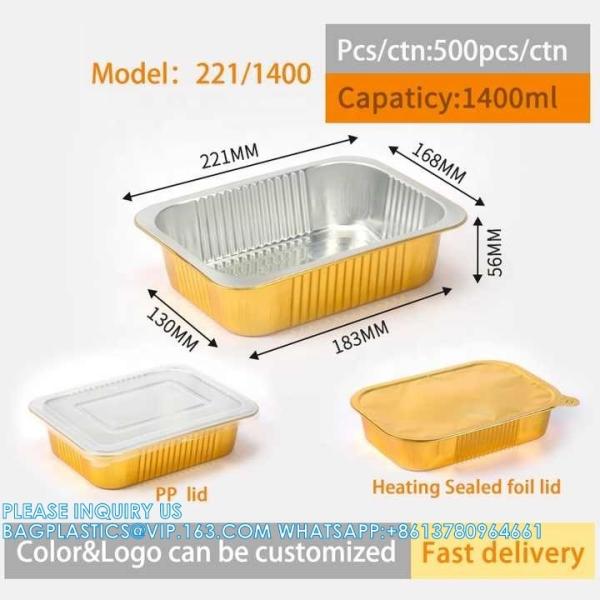 1400ml/3LB, Sturdy Aluminum Foil Pans With Lids For Cooking, Baking, Reheating,