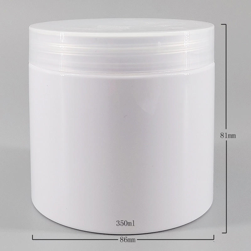 350ml White PET Plastic Jar With PP Screw Cap, Cylinder Wide Mouth Jar For Hair Gel Cosmetic Food Tooth Powder Packaging