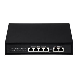 4 Port 10/100M Unmanaged PoE Switch With 2x100M Ethernet Uplink 60W Budget