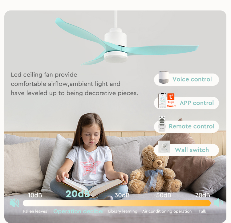 Farmhouse Decor Ceiling Fan with 3 Color LED Lighting 5 Speed Choices CCT 3000-6000K