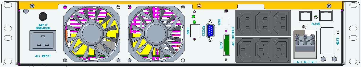 Three Phase 60KW 60KVA Rack Mount UPS Pure Sine Wave Output