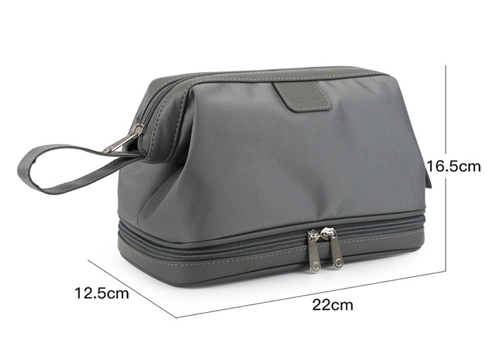 Canvas Mens Travel Wash Bag , Promotional Men'S Leather Shaving Kit Bag