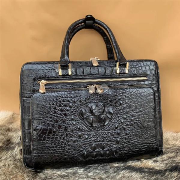 Alligator Leather Zipper Closure Businessmen Portfolio Bag Large Laptop Handbag