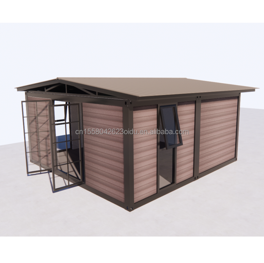 Flat Packaging Container Prefabricated Metal and Wooden Garden Office with Galvanized Steel Square Tubes