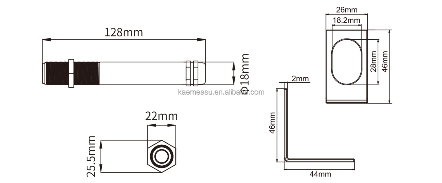 kaemeasu 304 Stainless Steel Infrared Temperature Sensor Non Contact Industrial Temperature Monitoring -20~300℃