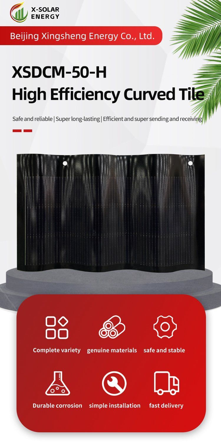 Hot Sellers BIPV Solar Panel Roof System Color Solar Panel Tile Curved Tile Villa Solar Roof PV Tiles