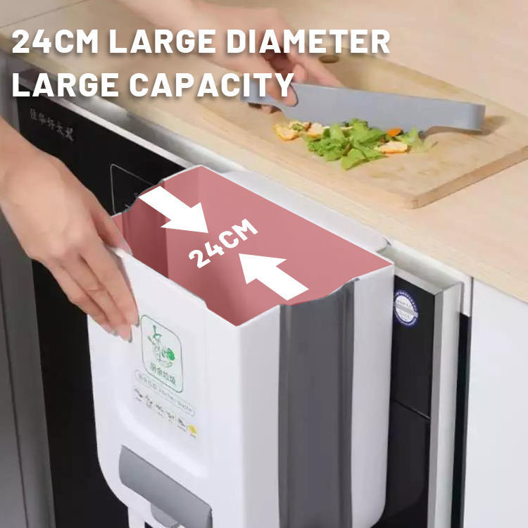 Foldable Hanging Bin White Fold Flat Expandable Kitchen Trash Can