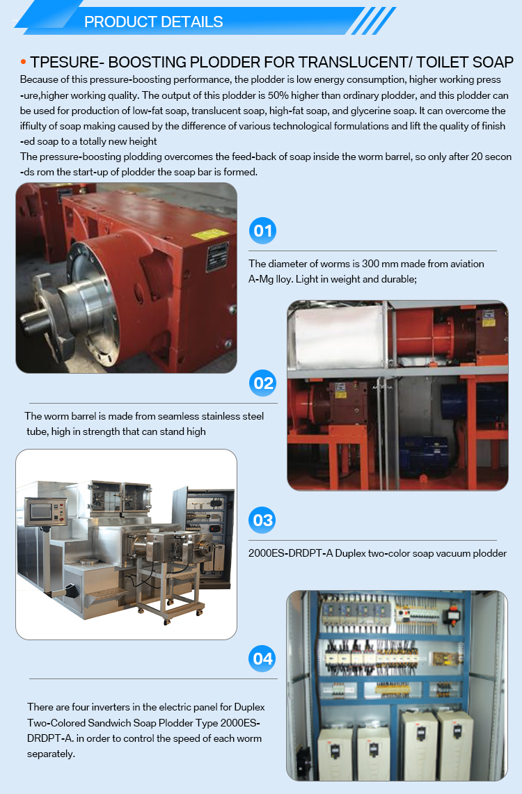 Customized Soap Size 3000kg/Hr Vacuum Soap Extruder Or Plodder Machine