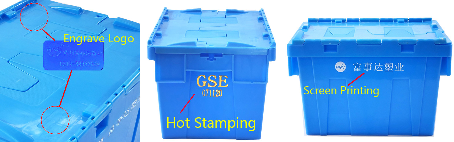 Attached Lid Containers Plastic Box With Hinged Lid Heavy Duty Stackable Moving Box