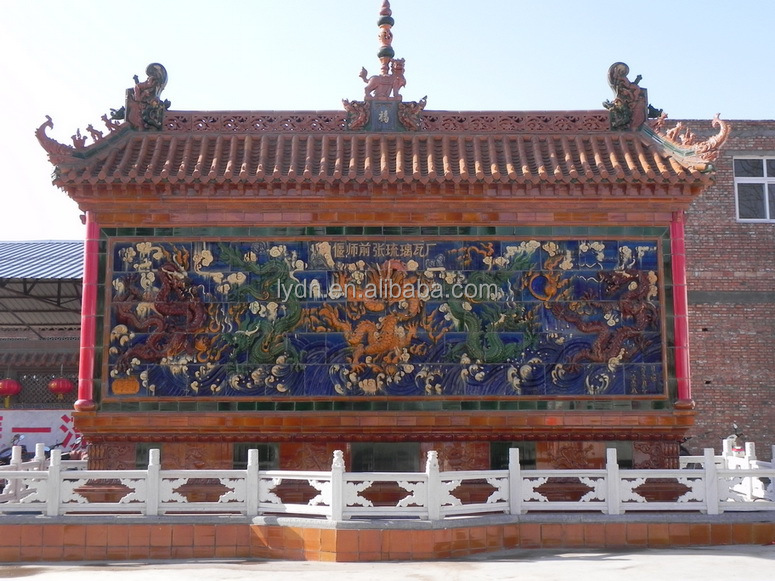 180*180 Chinese Temple Arch Gate Retro Style Faux Ceramic Clay Roof Tiles for Concrete Structure