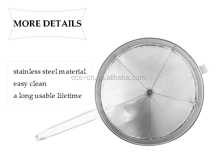 Commercial Kitchen Colander Large Strainer Coarse Mesh Fine Mesh Filter Stainless Steel China Funnel Strainer For Restau