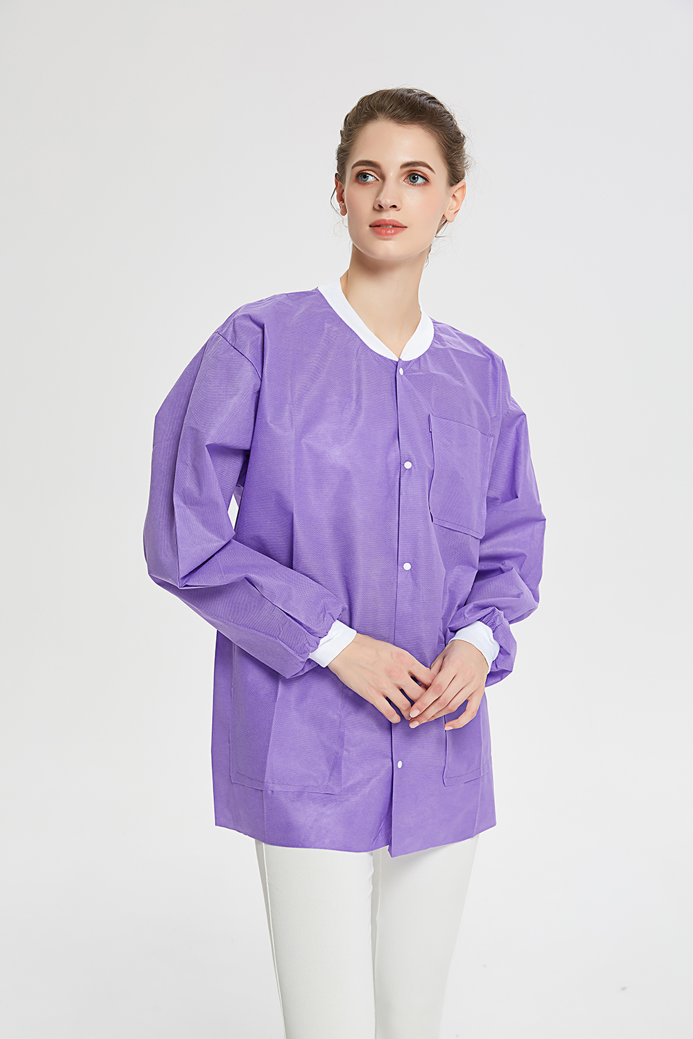S&J Disposable SMS Lab Coat Nonwoven Premium Quality Knitted Collar & Cuffs Dental Clinic Multi-Color Doctor Nurse Lab Jacket