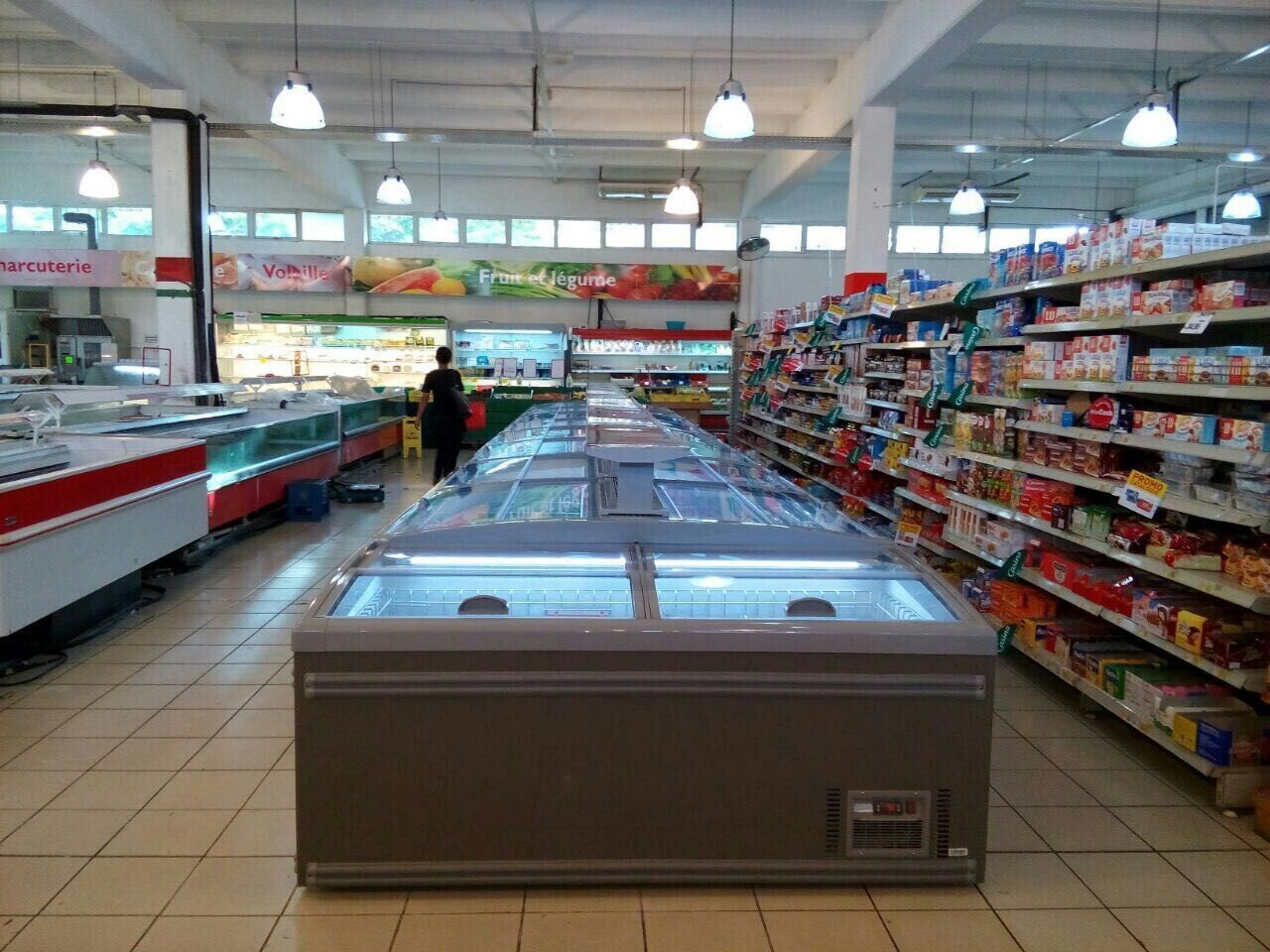 2.1m 1.8m Combined Open Top Island Display Freezer For Supermarket CE ROHS