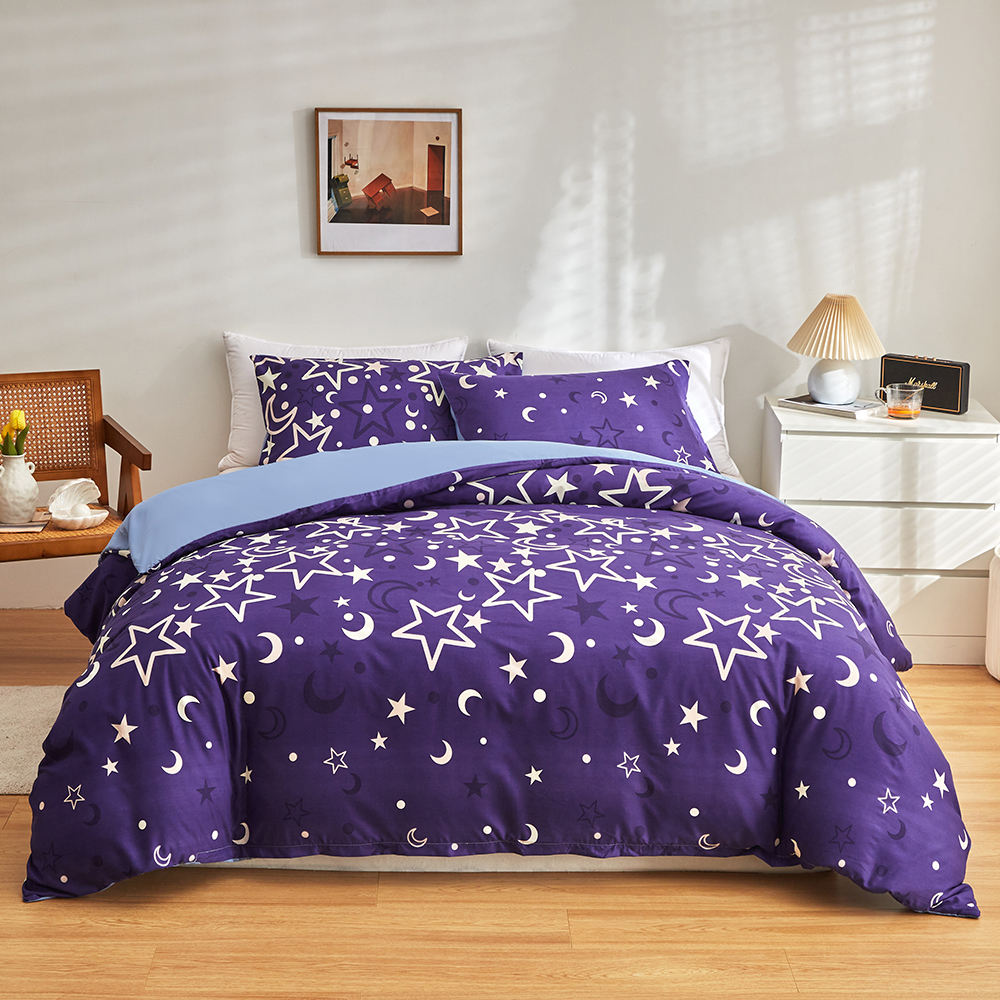 White Floral Bedding Sets for Kids Boys Girls Twin 2 PCs Glow in The Dark Duvet Cover