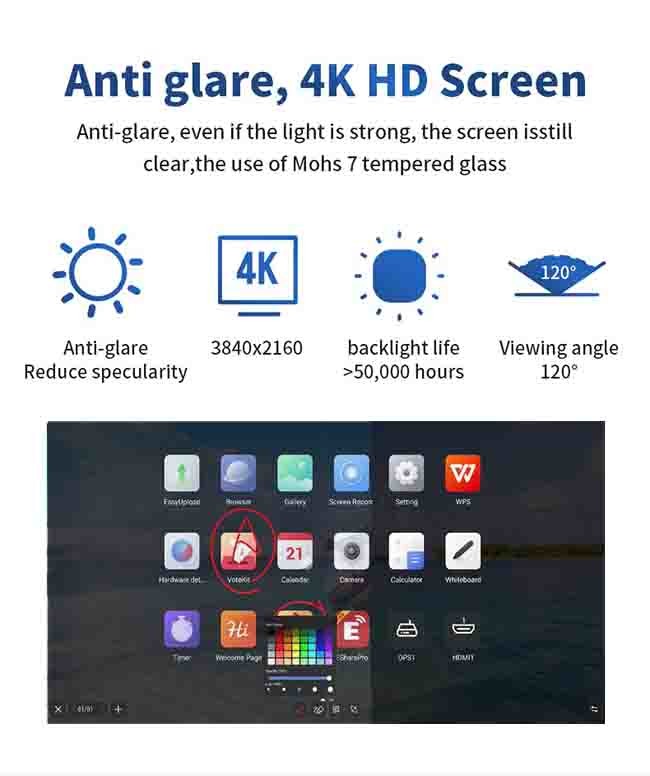 4K Digital Interactive Whiteboard Smart Flat Panel for Classroom and Education