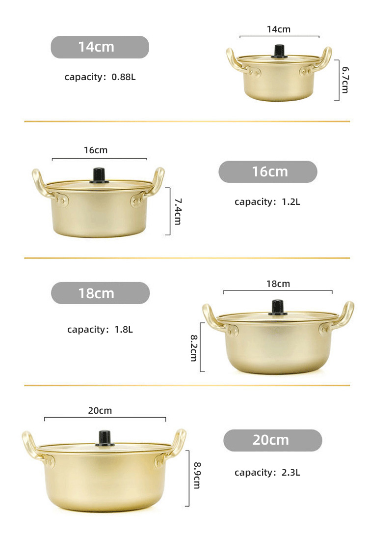 Korean Style Kimchi Noodle Pot Kitchen Cooking Pots Korean Cookware Soup Serving Pot With Two Handle