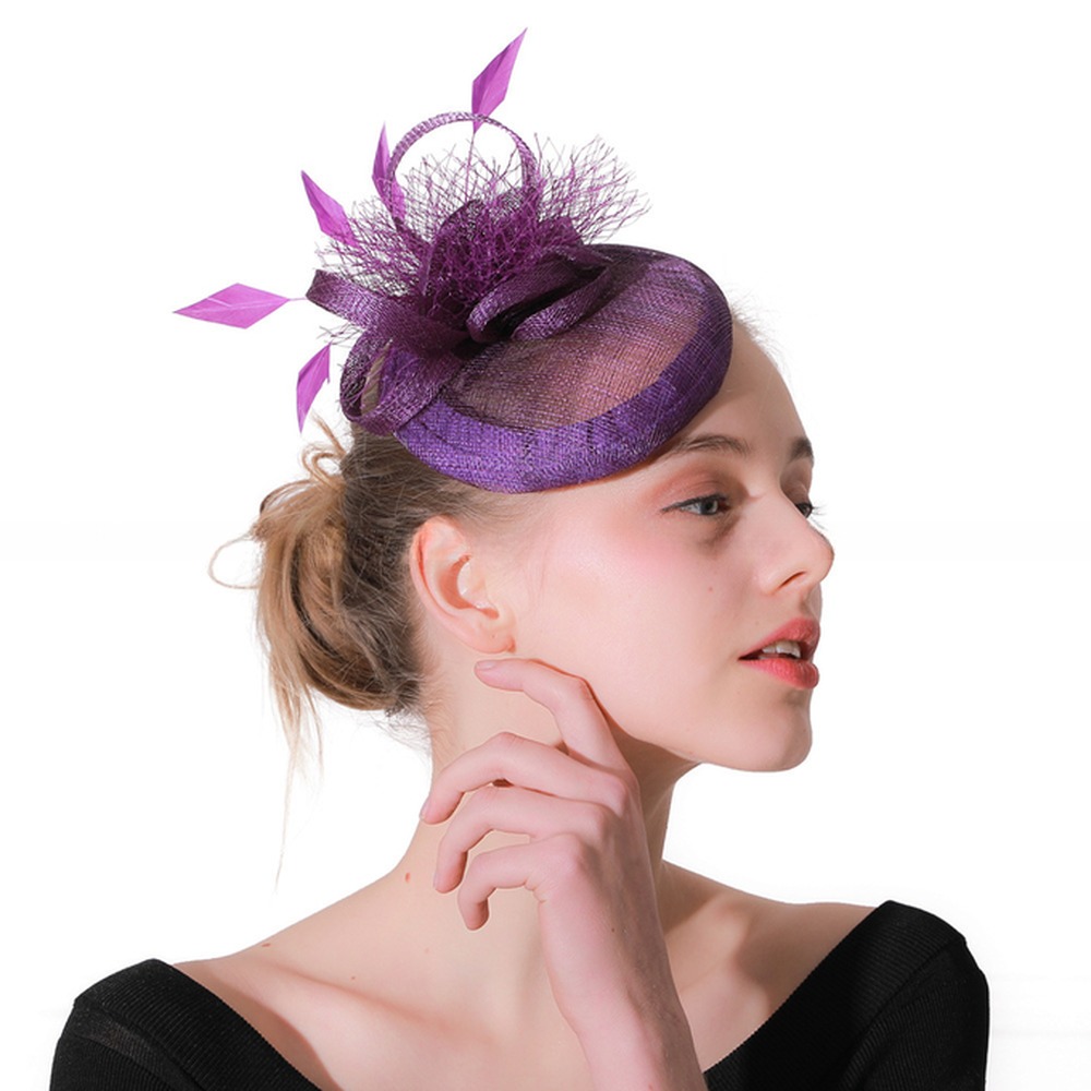 Sinamay And Goose Feather Fascinator Hat Wedding bridal Decoration 10x20CM