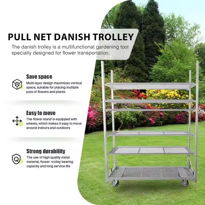 Strong Load Capacity Metal Mesh danish trolley Easy Assemble Waterproof