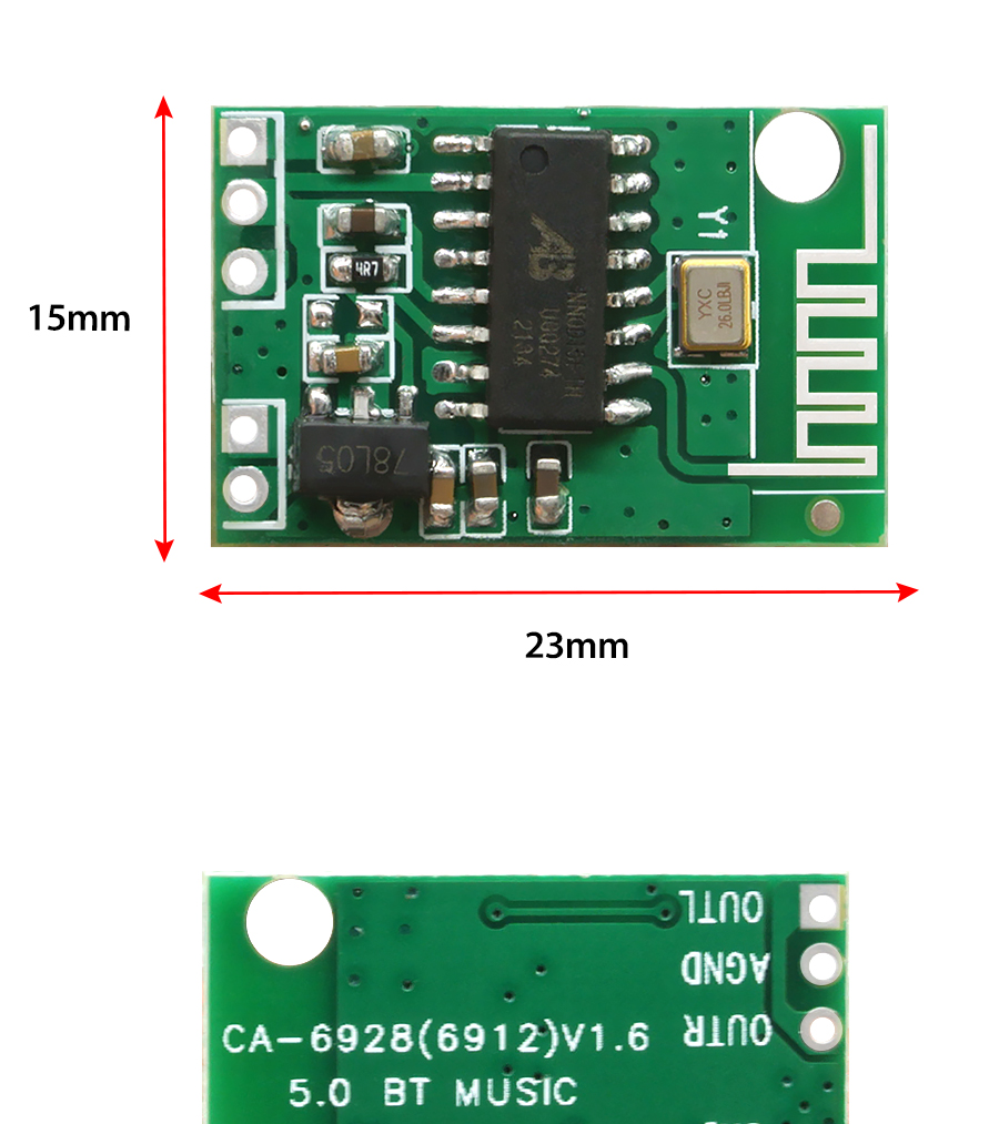 12V DC Power Amplifier Module Board 23*15MM Private Mold NO Bluetooth 5.1 Speaker