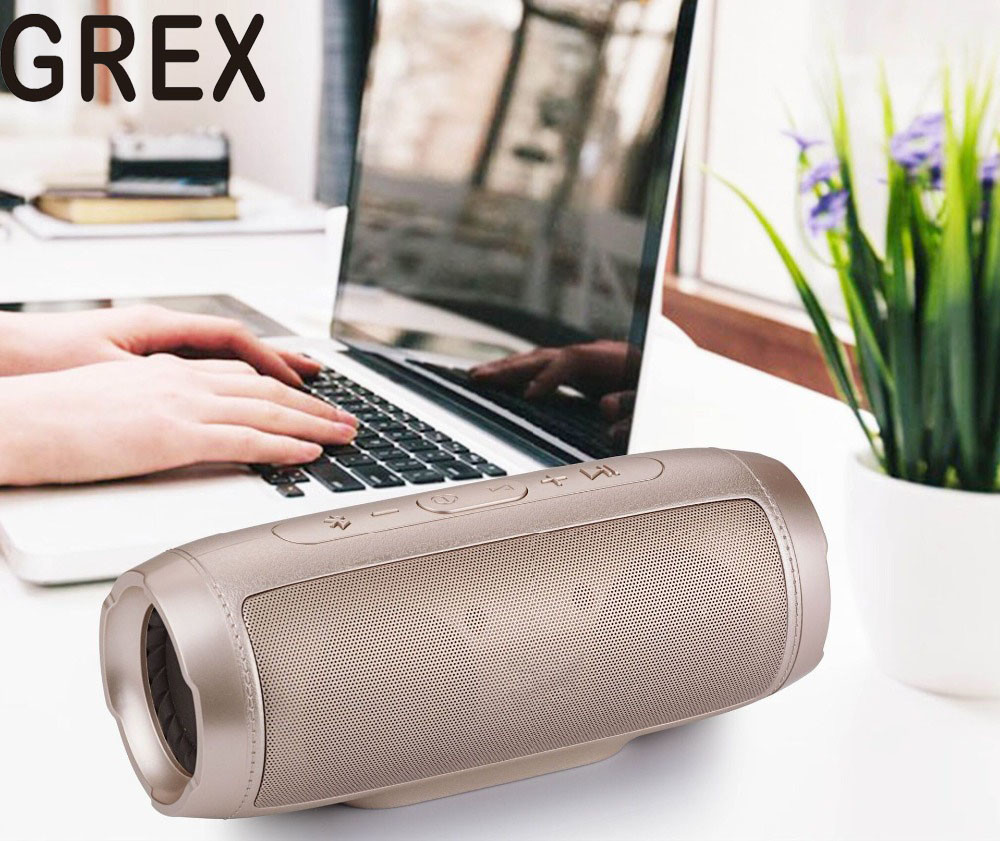 Grex wireless Bluetooth Dual speaker Mini Portable subwoofer TF card Car Handsfree Receive Call Music Suction Mic