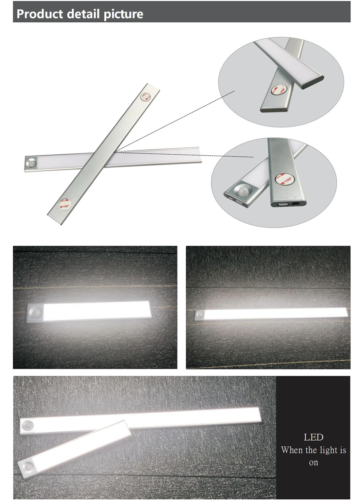 Motion Sensor Aluminum LED Light For Cupboard And Furniture 400mm Frosted Glass Shade