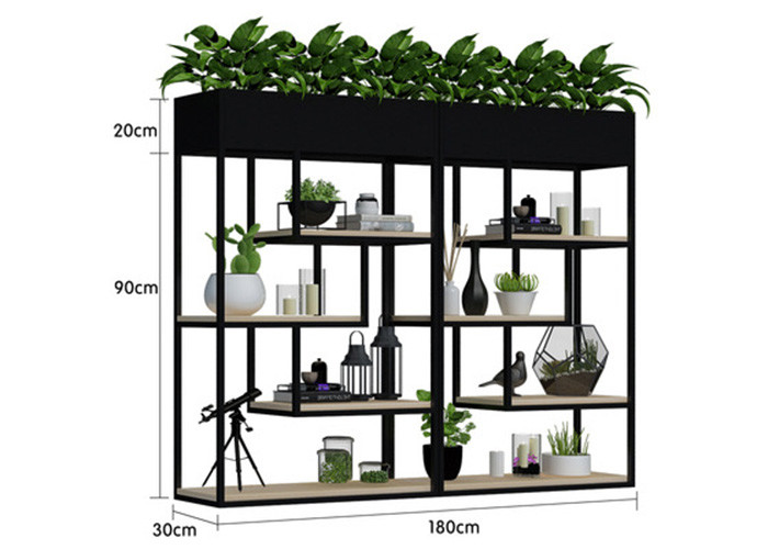 Delicate Balcony Flower Pot Shelf , Plants Metal Garden Shelves Multi Functional Fence