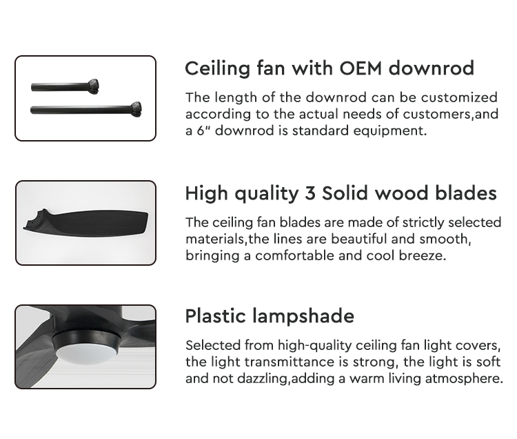52 Inches Solid Wood DC Pure Copper Remote Ceiling Fan Light Lighting Solutions Service