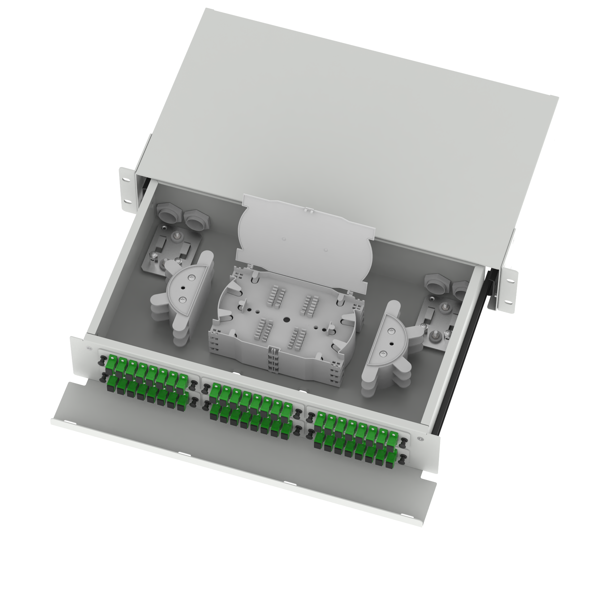 Black 48-Port SC Type 2U Fiber Distribution Patchpanel for Data Center Applications