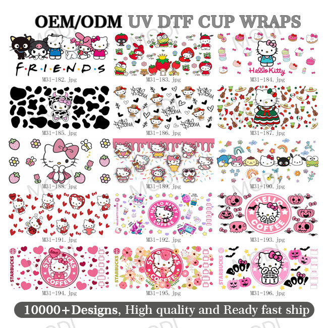 Custom High Quality Popular Christmas UV DTF Cup Wraps Ready To Ship Transfers 16oz Decals UV DTF Sticker For Cups
