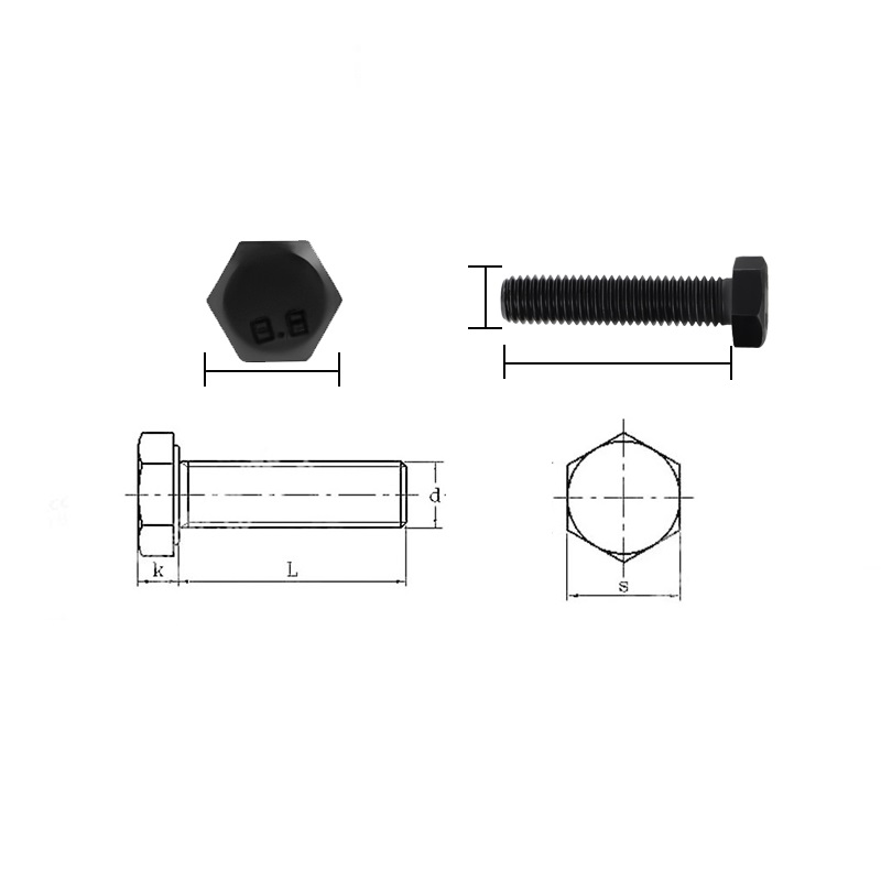 Made High Strength Grade 8.8 Hex Bolt And Nut Washer Heavy Hex Bolt with Black Finish