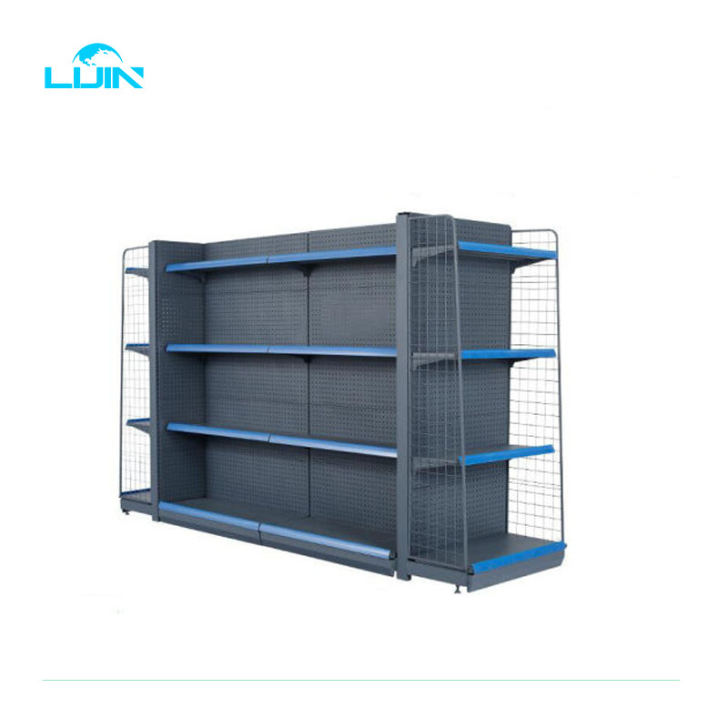 Light Duty Supermarket Display Racks , Store Display Metal Iron Shelf Gondola