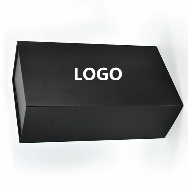 Custom Paper Folder Box Packaging Luxury Black Foldable Paper Gift Box With Ribbon