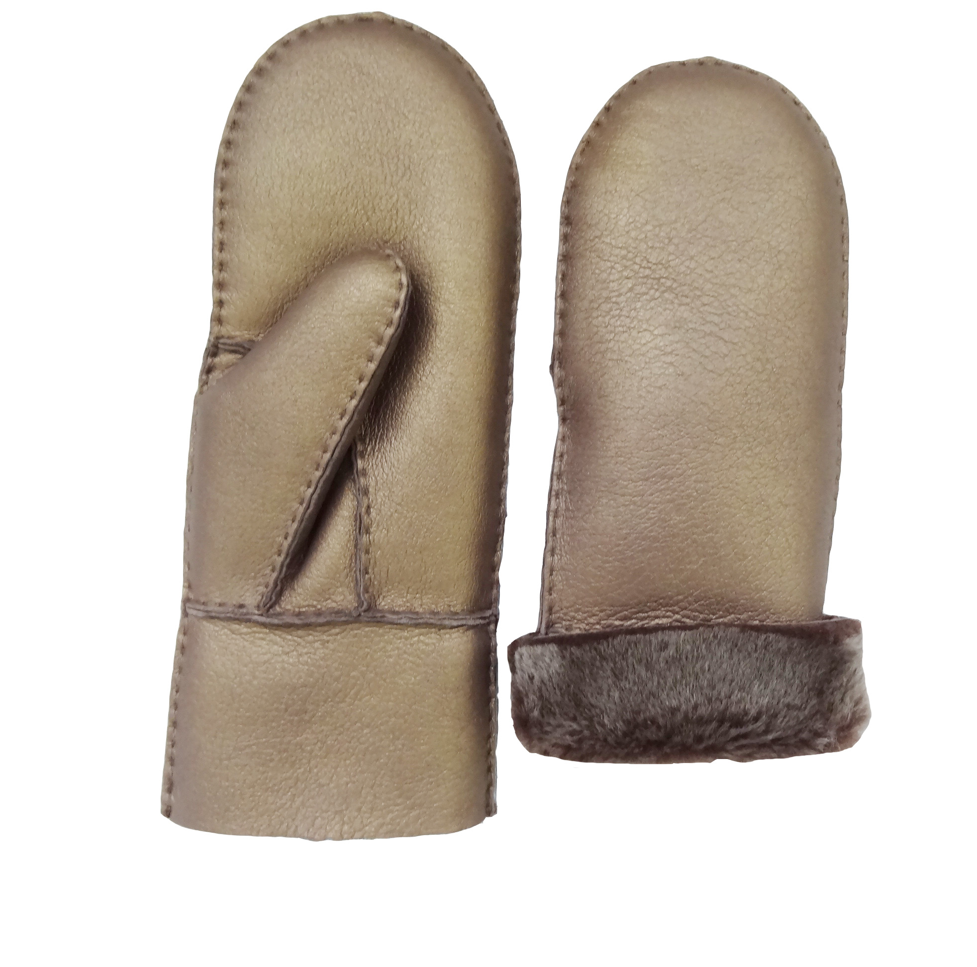 Shearling Sheepskin Merino Leather Gloves 100% Handmade Silver / Gold Color