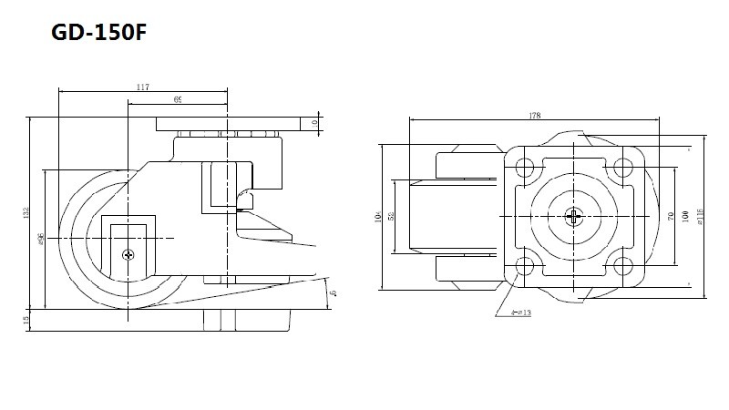 50kg-1500kg Plate Leveling Casters Heavy Duty EDL Casters GD Series GDF