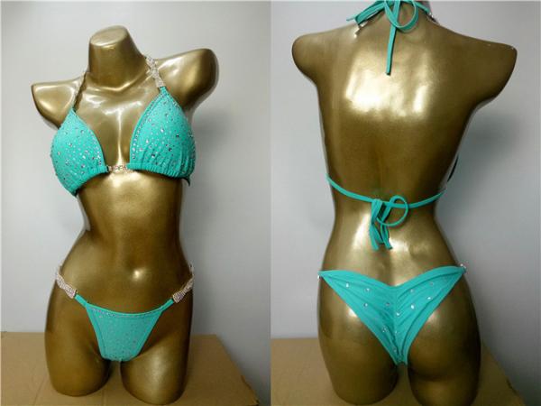 Green NPC Bikini Competition Suits , Wolrd Miss Bikini Pageant Swimwear