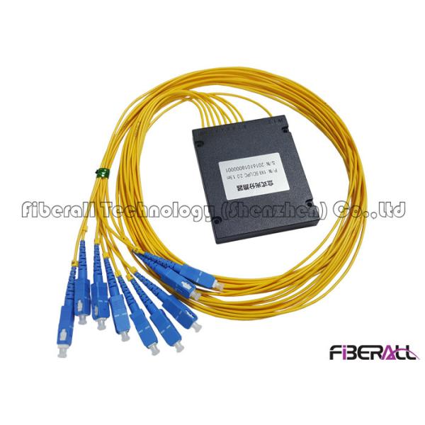 Quality 1x8 PON Fiber Optic PLC Splitter With ABS Enclosure And SC/UPC Input & Output Pigtail for sale