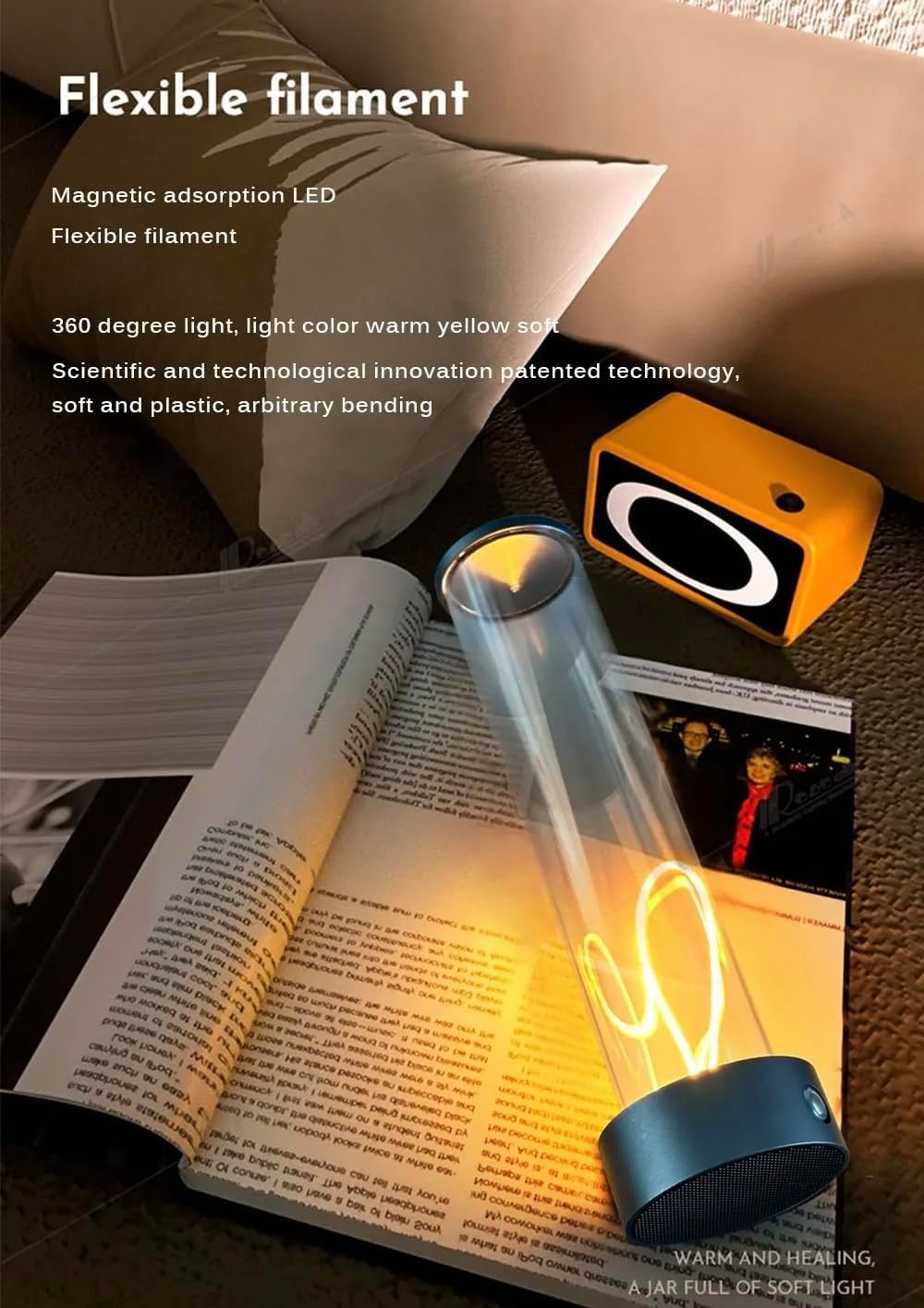 COB Round Night Light With 3 Levels Dimmable Feature Warm White Glow Individual Package