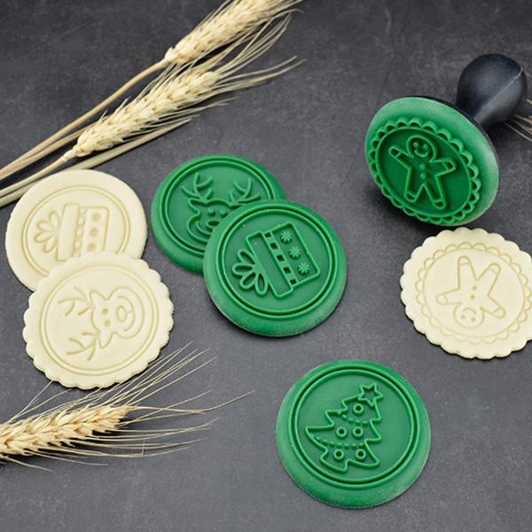 Silicone Christmas Cookie Cutters Stamps, 3D Holiday Cookies Molds, Cute